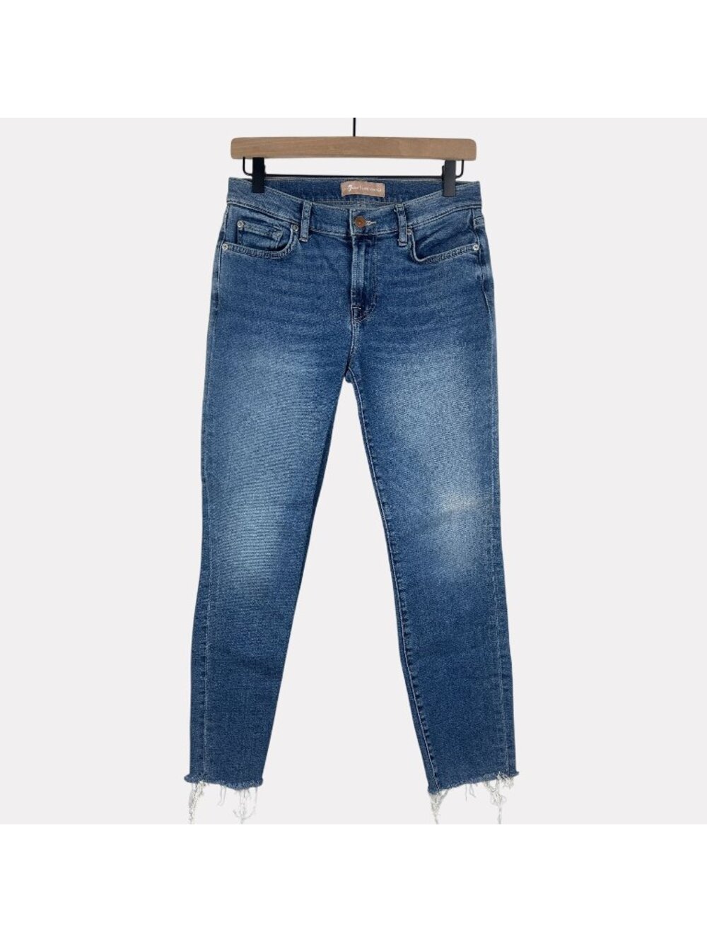 7 for All Mankind Roxanne Ankle Raw Hem Jeans Womens 29 Blue Five Pocket 7FAM